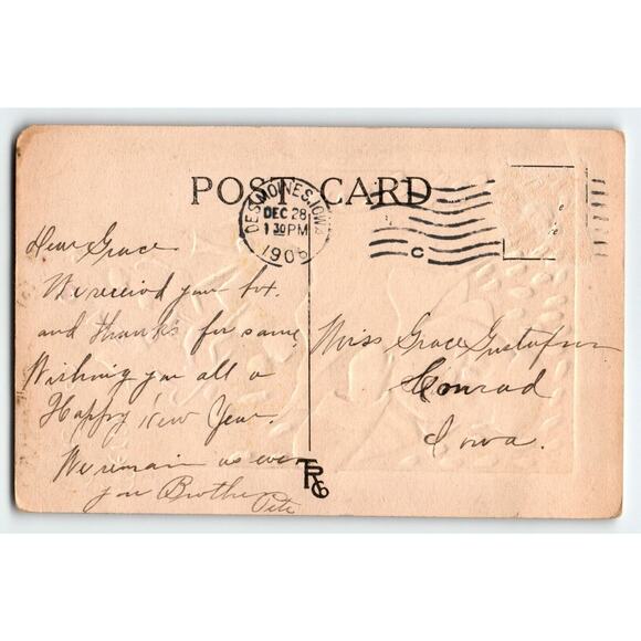 Santa Claus Christmas Postcard Pouring Toys From Sack 1908 Vintage Embossed - Picture 2 of 2